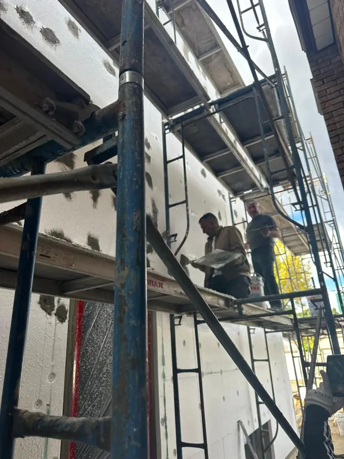 Our crew working on scaffolding
